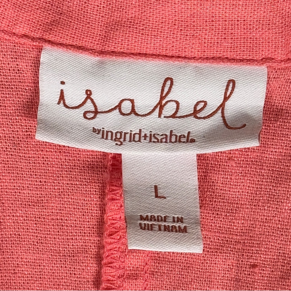 Isabel Maternity Ingrid + Isabel Linen/Rayon Pink Button Blouse‎ Top Lagenlook L - Picture 5 of 8